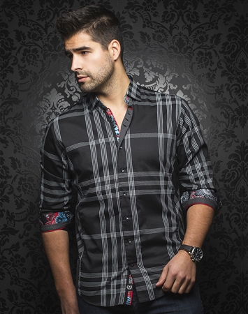 Men's Fashion Shirt:  Monteverde Black White