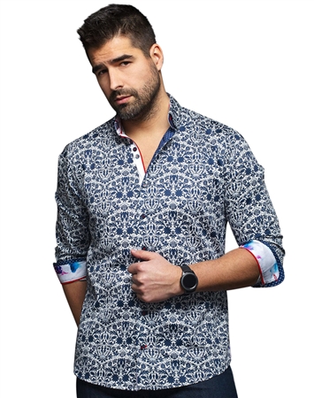 MEn Fashion Button Up shirt  | White Navy