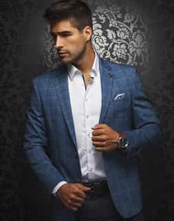 Shop Men: Men's  Luxury Blue Check Sport Coat