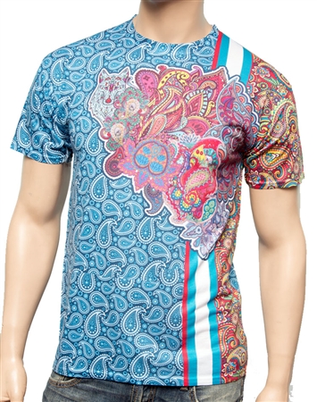 Luxury T-Shirt: Next level Couture Luxury Blue Paisley T- Shirt