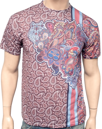 Luxury T-Shirt: Next level Couture Luxury Brown Paisley T- Shirt