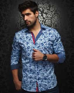 Luxury Dress Shirt - Blue Floral