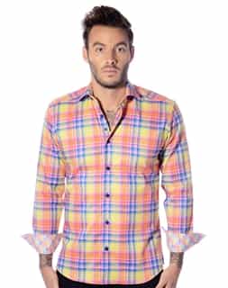 Yellow Plaid: Men Plaid Shirt | Sport Shirt