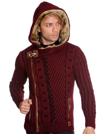 Fashionable European Burgundy Sweater