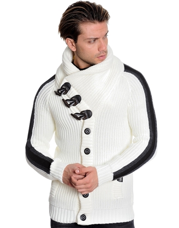 Modern Men's Fashion Cardigan Sweater White