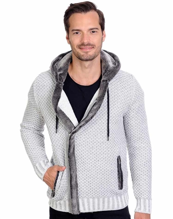 White Men's Knit Cardigan Sweater