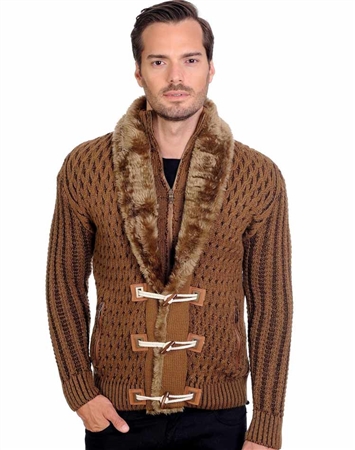 Camel Men's Knit Cardigan Sweater