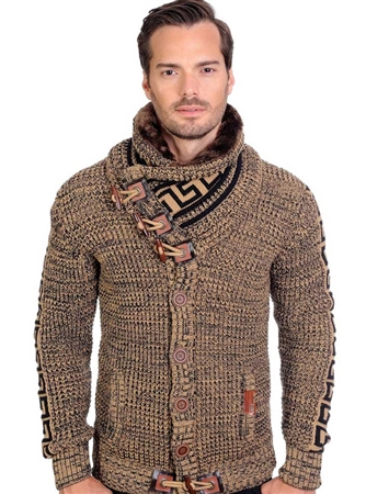 Brown And Black Men's knit Cardigan sweater