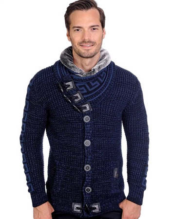 Navy And Black Men's knit Cardigan sweater