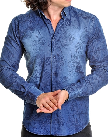 Fashionable Navy Denim Shirt