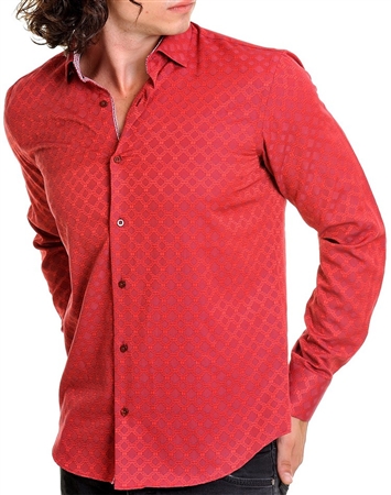 Sporty Red Jacquard Woven