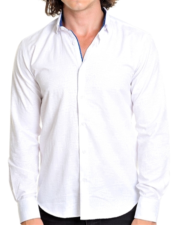 Men White Casual Shirt With Blue Accent