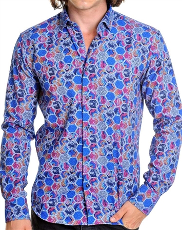 Geometrical multi mens dress shirt