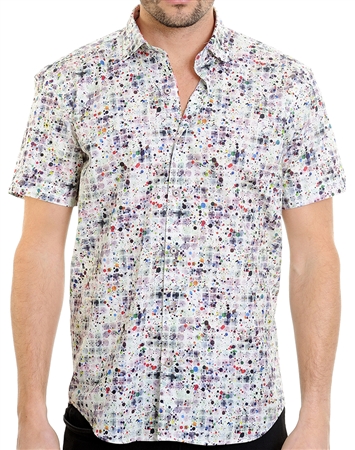 Beige Multi Pattern Shirt - Designer Dress Shirt