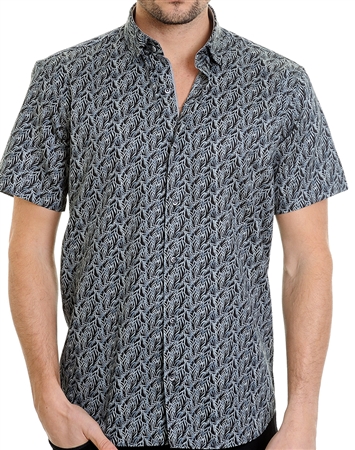 Black Geometrical Pattern Shirt - Men Casual Shirt