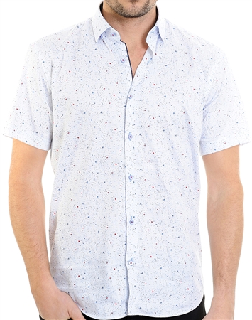 Blue Dotted Pattern Shirt - Men Casual Shirt