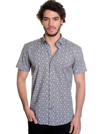 Charcoal Shirt - Men Casual Shirt - Men Short Sleeve Shirt