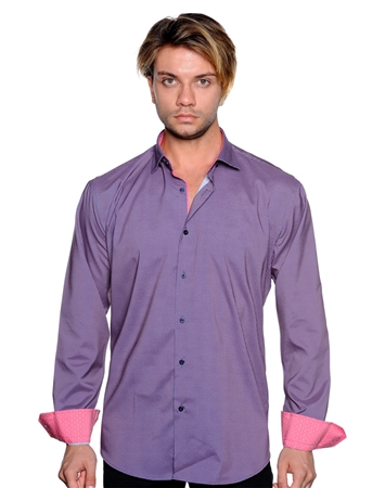 Navy Pink Block Repeat Dress Shirt