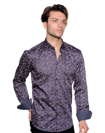 Purple Geometric Print Shirt