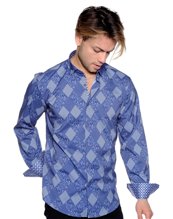 Navy Diamond Shirt - Men Casual Shirt