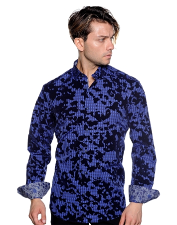 Multilayered Navy Dress Shirt