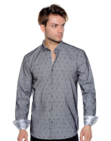 Dotted And Striped Dress Shirt - Men Casual Shirt