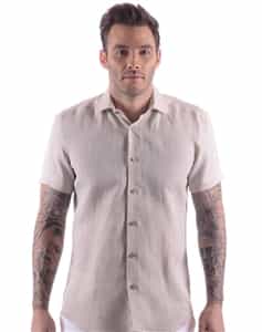LinenShirt; Tan Linen Shirt
