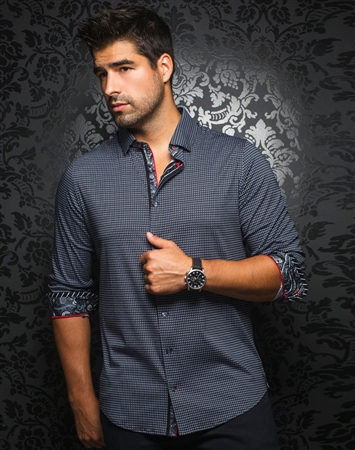 Designer Dress Shirt: Nuevelo Black Royal