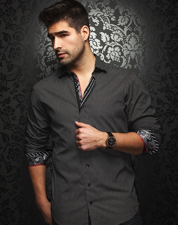 Designer Shirt: Men Black Dress Shirt