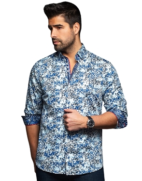 Men fashion button up shirt  |  Blue