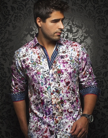 Luxury Shirt: Men White Floral Dress Shirt