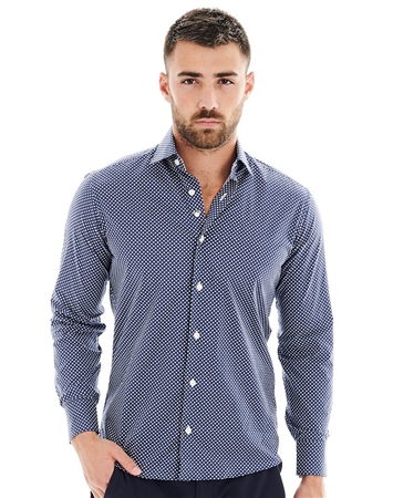 Bertigo Luxury Shirt with Blue and White Circle Print | Oved 92