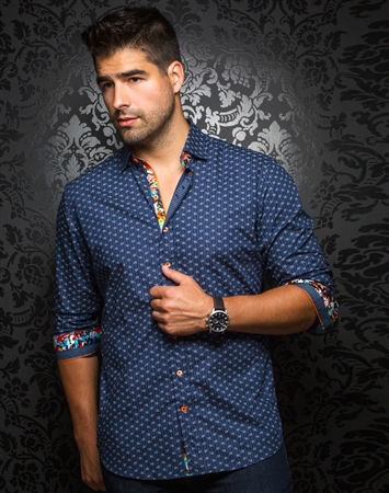 Designer Dress Shirt: Palencia Navy