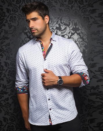 Designer Dress Shirt: Palencia White