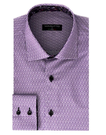 Men's Fashion Shirt - Purple Block Repeat Cube Pattern Shirt