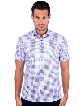 Striking Blue Multi Dress Shirt