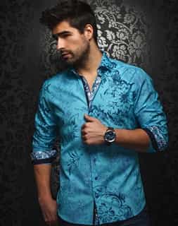 Luxury Shirt: Turquoise Floral Shirt