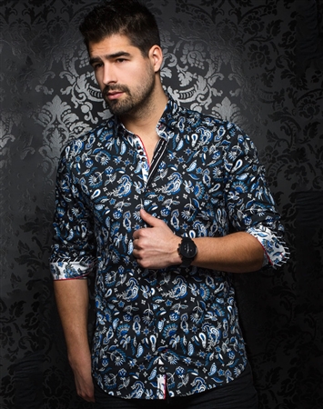 Black and Blue Paisley Shirt