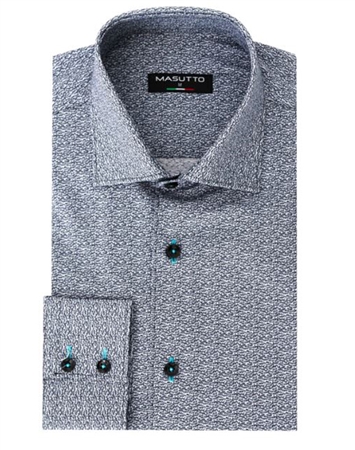 Designer Dress Shirt - Black White Liberty Print Dress Shirt