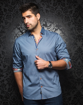 Designer Dress Shirt: Signoré Midnight