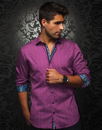 Men Raspberry Casual polka-dot Shirt