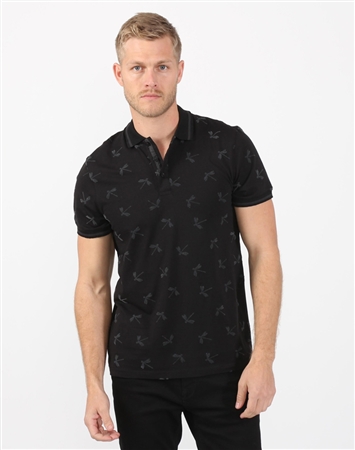 Ebony Black Dragonfly Mens Polo