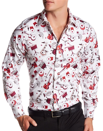 Shop Men Dress Shirt :White Red Dress Shirt