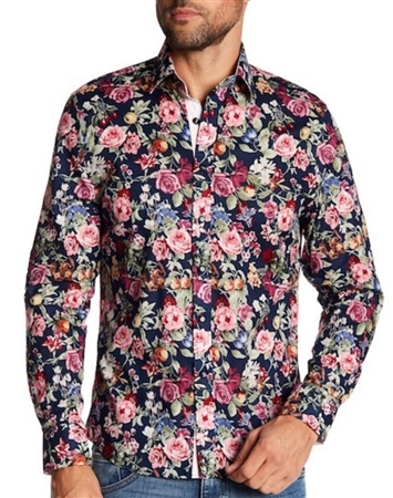 Men Navy Floral Shirt