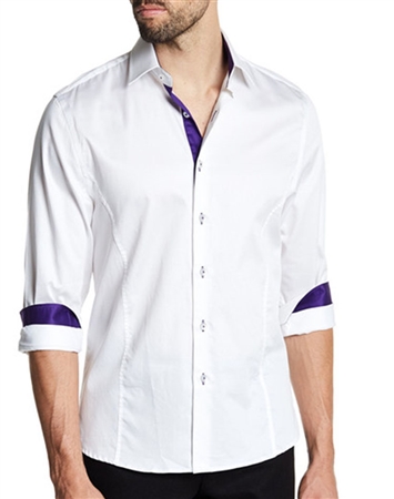 White Dress Shirt Purple Accents