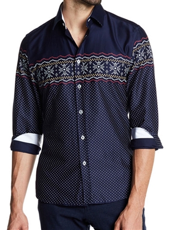 Navy Fashion Unique Dress Shirt