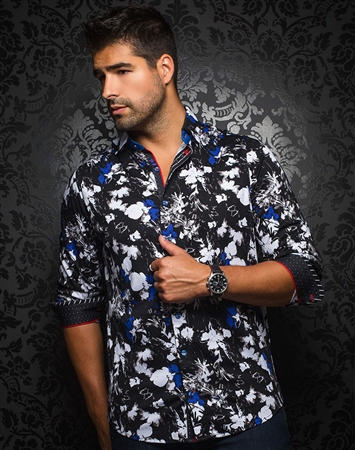 Designer Knit Dress Shirt: Theodoro Black