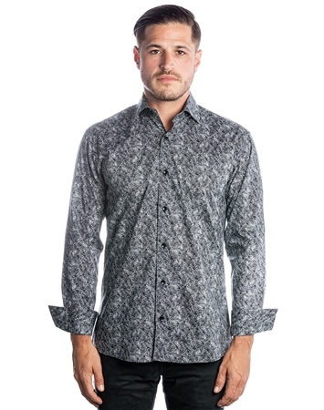 Luxury Dress Shirt - Geometric Sketch Print Dress Shirt