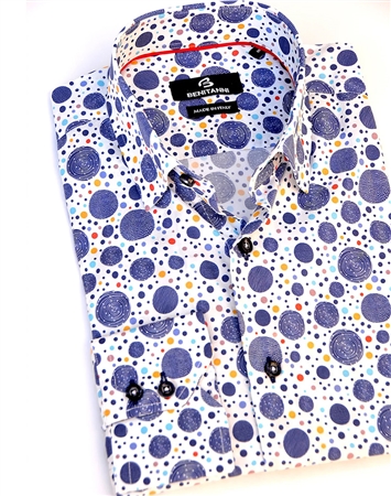 Navy Circle Print Dress Shirt