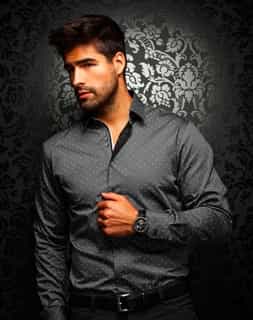 Designer Shirt | Men Charcoal Shirt | Casual Shirt